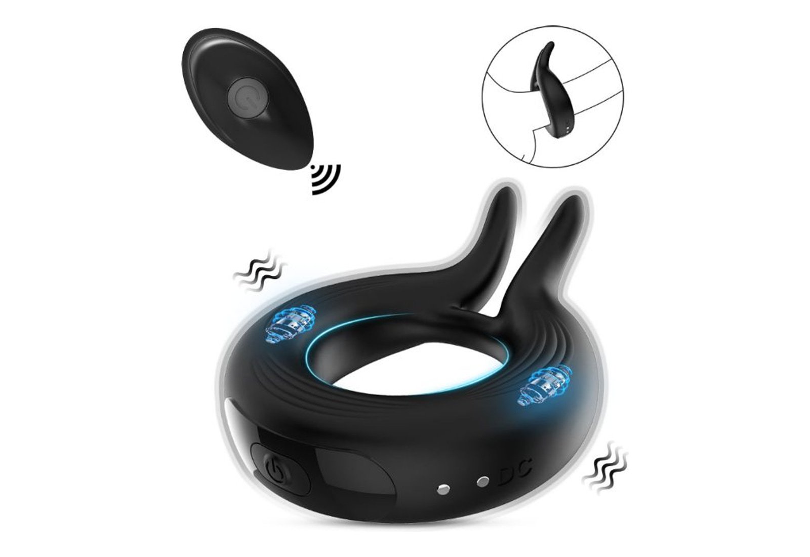 Remote Controlled Vibrating Rabbit Cock Ring