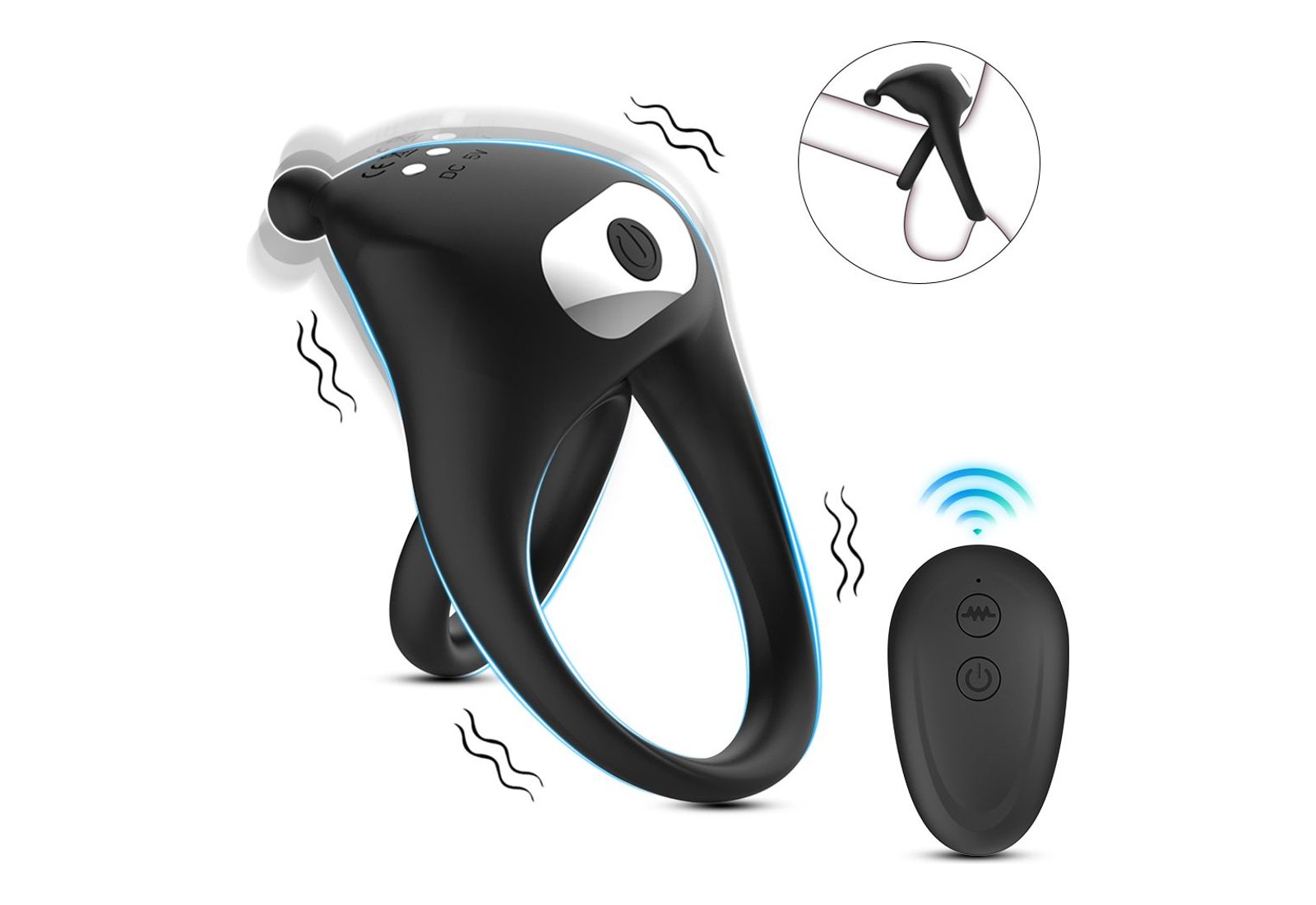 Black Remote Controlled Vibrating Cock Ring