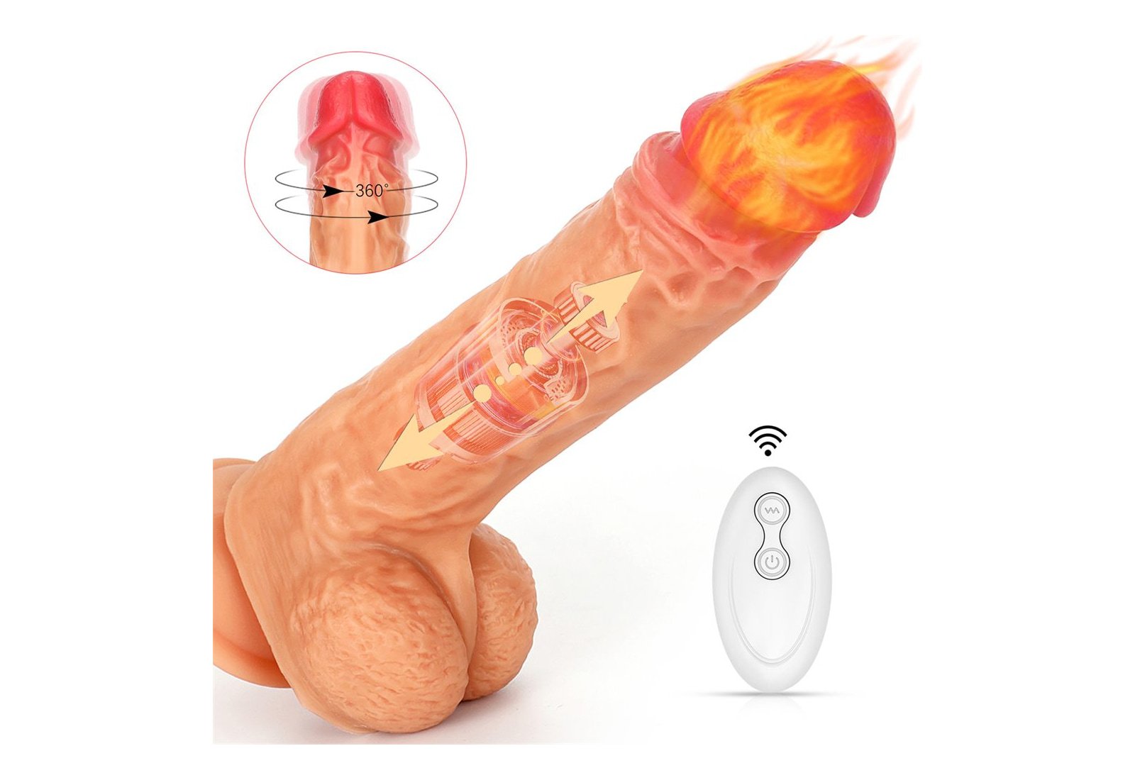 Remote Controlled Thrusting Swinging Heating Dildo