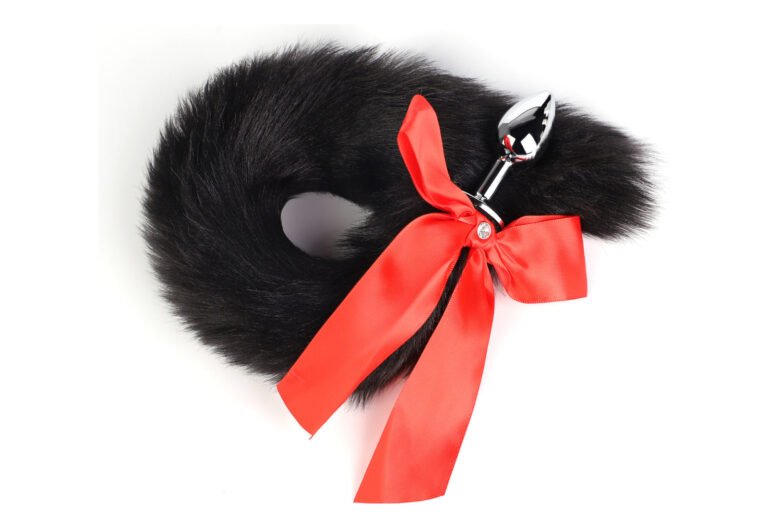 Product image of Red Bow Black Tail Butt Plug, SKU AYW-ALL2078