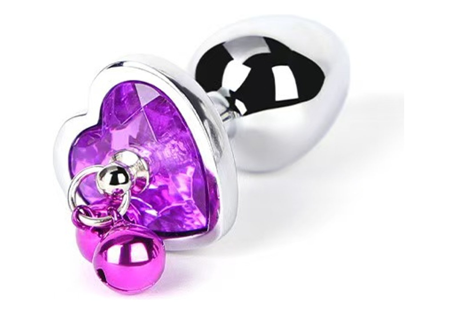 Purple Heart Shape Bell Butt Plug