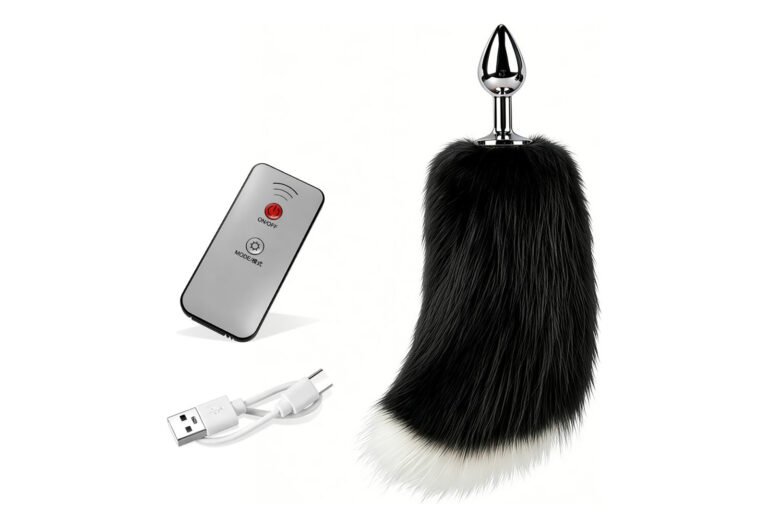 Product image of Remote Controlled Black and White Tail Butt Plug, SKU AYW-ALL2171