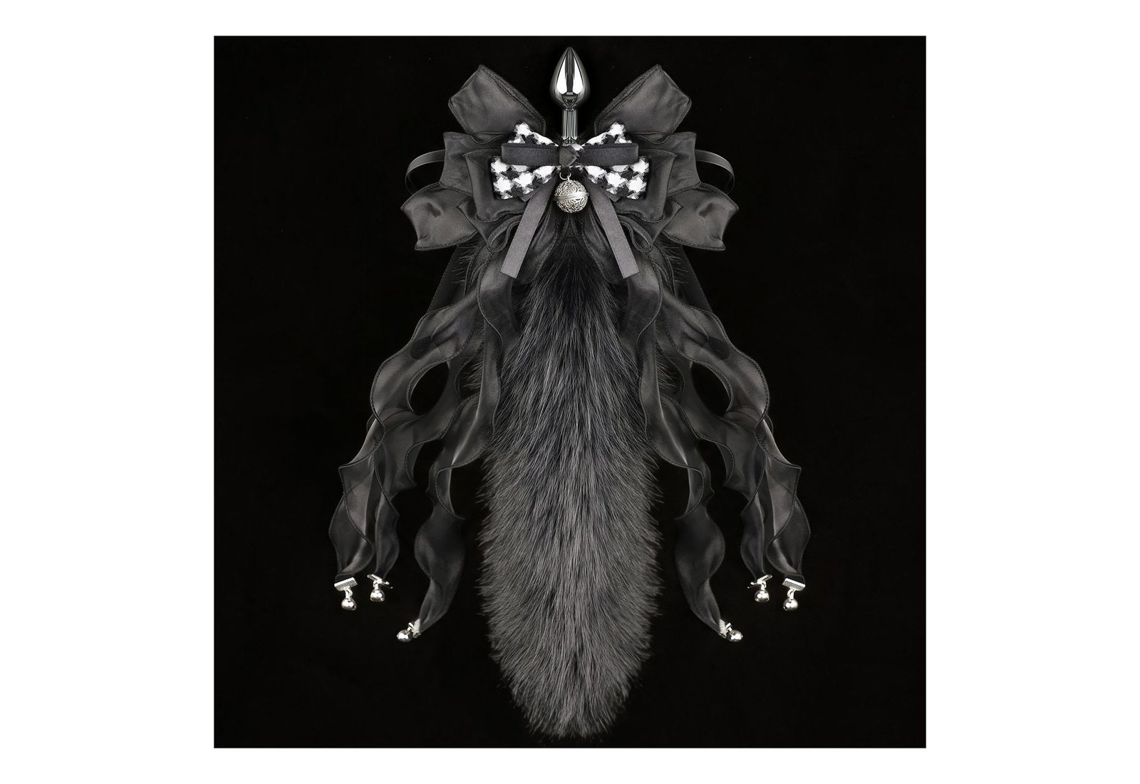 Faceted Black Tail Butt Plug