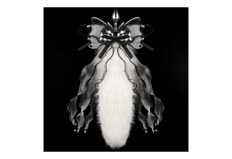 Product image of Faceted Black and White Tail Butt Plug, SKU AYW-ALL2180