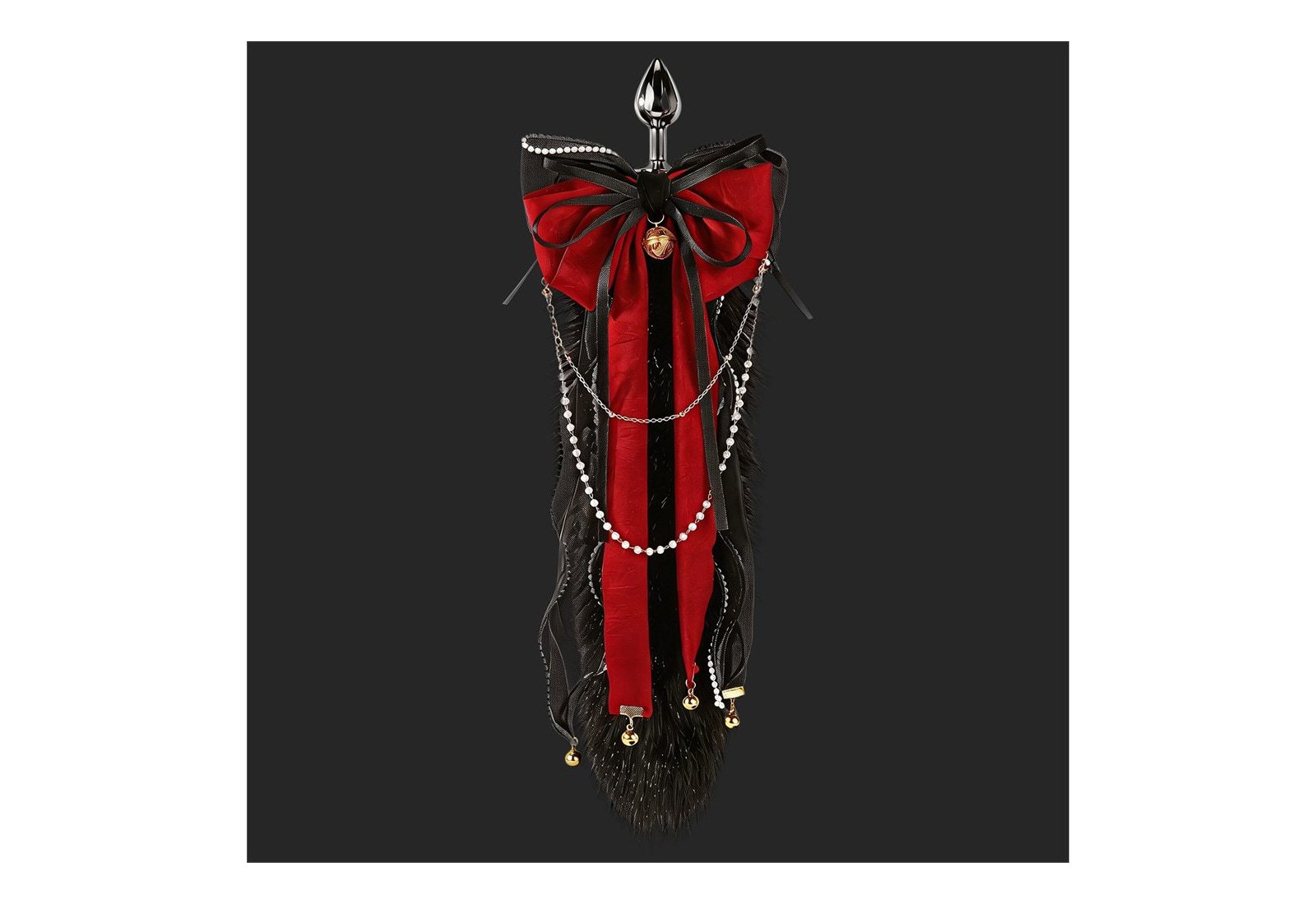 Star Chain Black and Red Tail Butt Plug