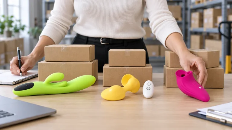 Distributor comparing three differently sized sex toys and carton quantities for a first wholesale order